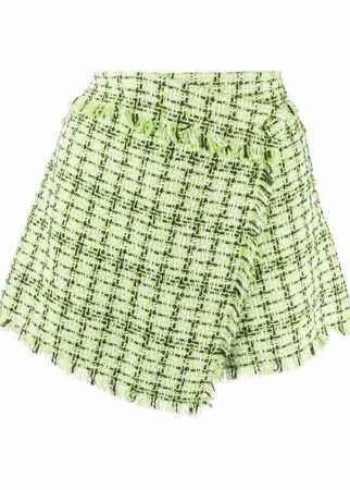 MSGM твидовая юбка-шорты с бахромой