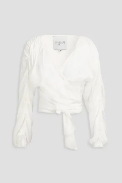 Атласная блузка Monique со сборками и запахом Envelope1976, белый