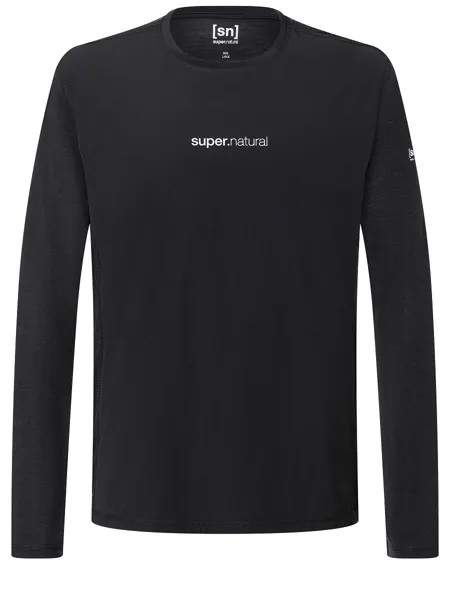 Лонгслив super.natural Merino mit Softshell, черный