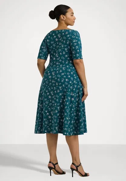 Платье из джерси FLORAL STRETCH COTTON MIDI DRESS Ralph Lauren, синий