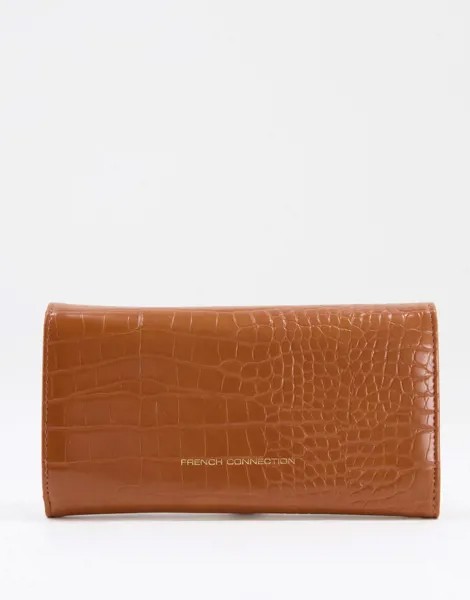 Светло-коричневый кошелек с крокодиловым принтом French Connection-Коричневый цвет