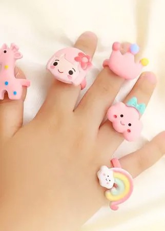 5шт Открытое кольцо с радужным декором для девочек