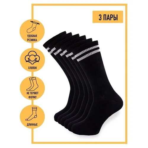 Носки Годовой запас носков, 3 пары, размер 29 (43-45), черный