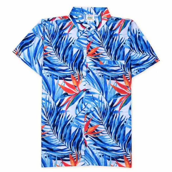 Рубашка Happy Bay Waves of ocean hawaiian, разноцветный