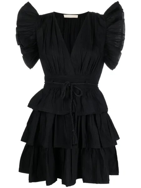 Ulla Johnson ярусное платье мини Camilla, черный