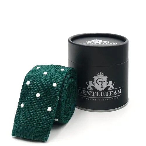 Галстук GENTLETEAM, узкий, в горошек, для мужчин, зеленый