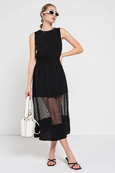 Сетчатое платье миди с вырезами Armani Exchange, черный