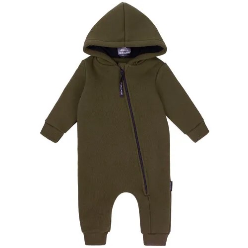 Комбинезон детский Amarobaby Mono, футер 360гр с начесом, хаки, размер 98