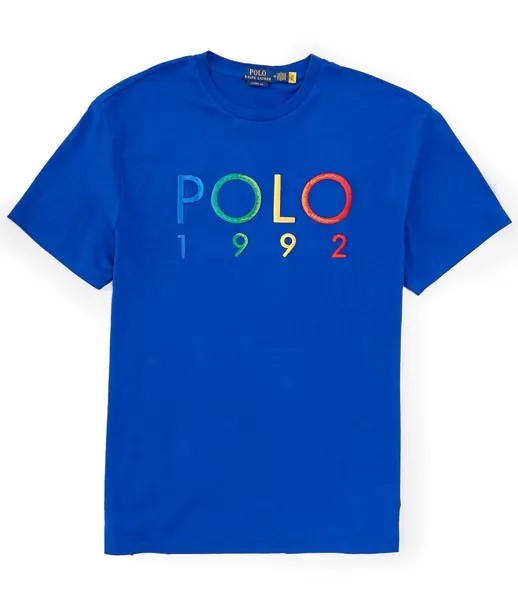 Трикотажная футболка Polo Ralph Lauren классического кроя 1992 года с короткими рукавами, синий