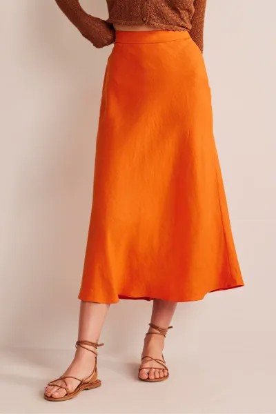 Косая льняная юбка миди Boden, оранжевый