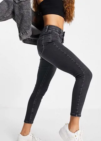 Черные выбеленные джинсы из переработанного хлопка Topshop Petite Jamie-Черный цвет