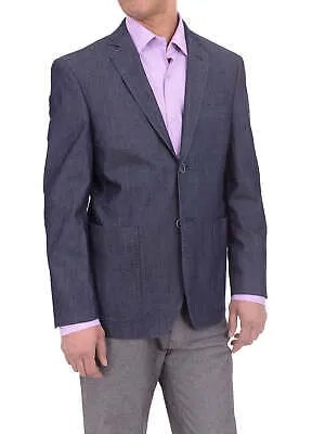 Zenbriele приталенный синий фактурный хлопковый пиджак без подкладки на двух пуговицах, спортивное пальто