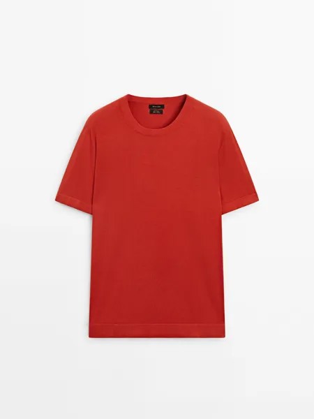 Трикотажная футболка с короткими рукавами из 100% хлопка Massimo Dutti, красный