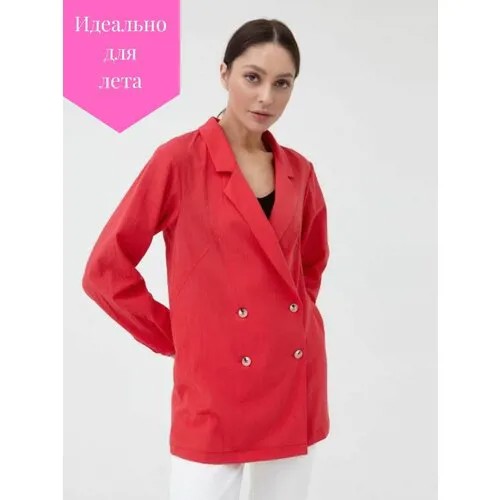 Пиджак 5 STAR HOME, удлиненный, силуэт прямой, размер 48, красный