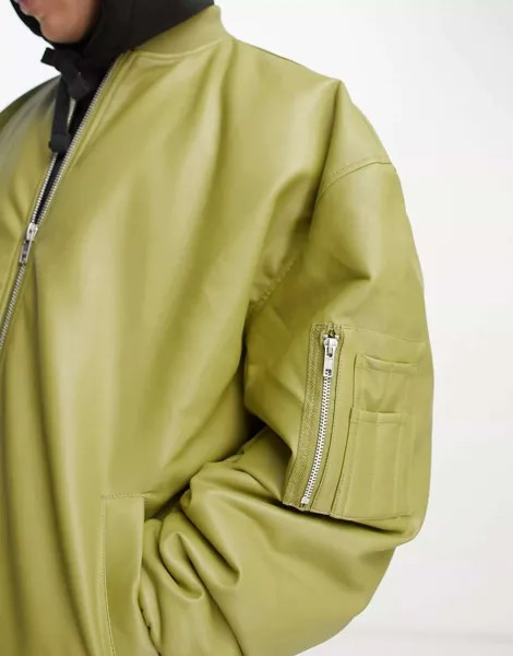 Зеленый бомбер из искусственной кожи ASOS