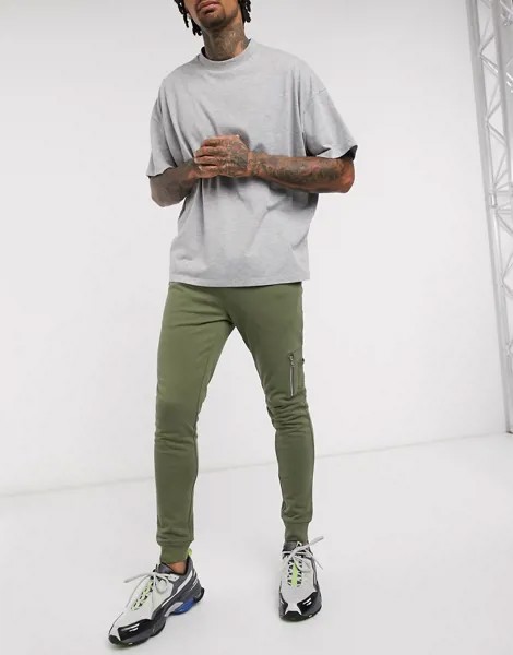 Зауженные джоггеры цвета хаки с карманом MA1 ASOS DESIGN-Зеленый цвет