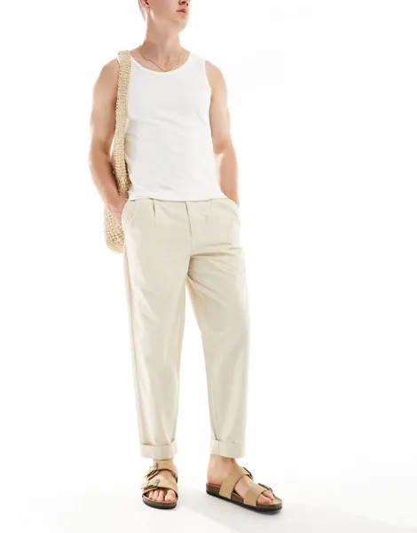 Selected Homme – кремовые брюки свободного кроя и укороченные штанины