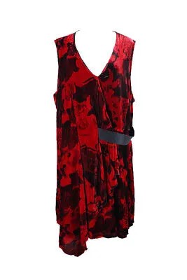 Rachel Rachel Roy Красное бархатное платье больших размеров с драпировкой и принтом, расклешенное платье 20W