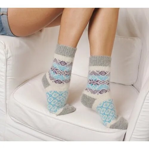 Носки Бабушкины носки, размер 35-37, белый, голубой