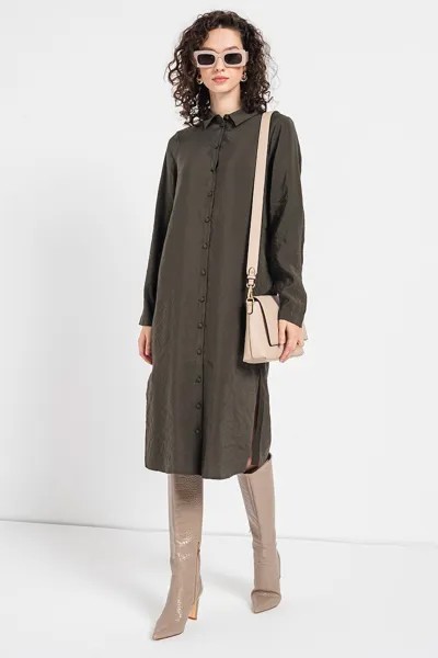 Платье-Рубашка с разрезом Queeny Vero Moda, зеленый