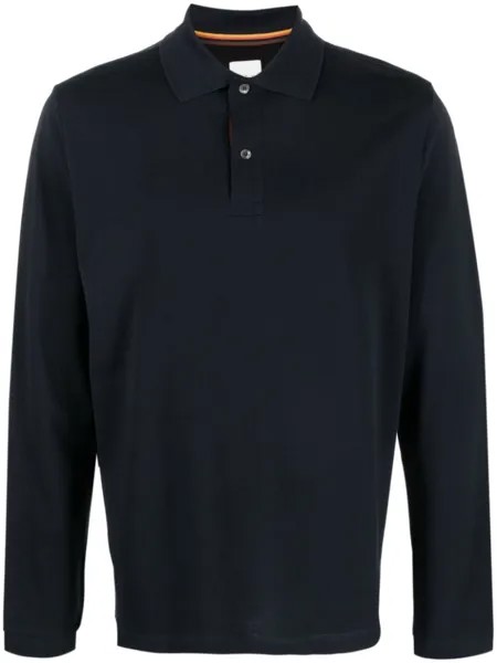 Paul Smith stripe-trim cotton polo shirt, синий