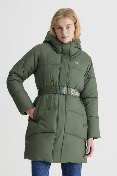 Стеганая зимняя куртка с капюшоном Calvin Klein Jeans, зеленый