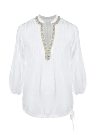 Белая блуза с декором из страз 120% Lino