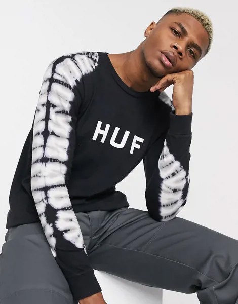 Черный лонгслив HUF