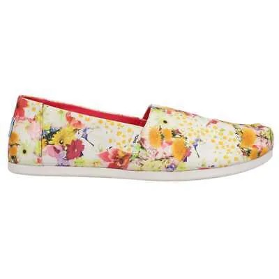 TOMS Alpargata Женские слипоны с цветочным принтом, разноцветные, белые повседневные туфли на плоской подошве 10017809T