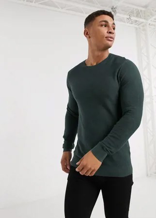 Зеленый лонгслив с круглым вырезом Abercrombie & Fitch