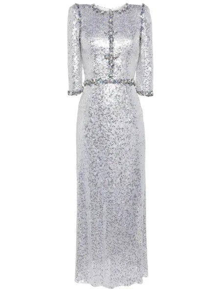 Jenny Packham платье макси Pretty Thing, серебристый