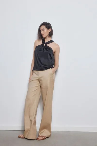 Атласный топ с бретельками Pedro del Hierro, черный