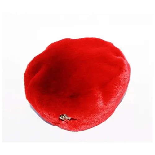 Берет шлем  зимний, подкладка, размер 56 - 57, красный