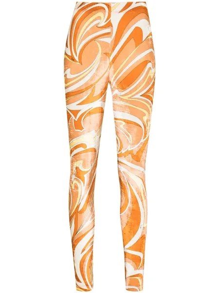 Emilio Pucci Nuages-print velvet leggings