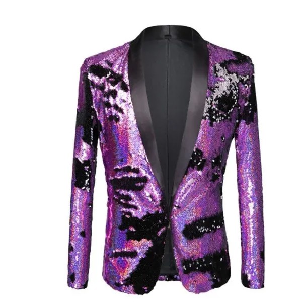 Костюм homme mariage мужской костюм, расшитый пайетками Куртка двухцветная Сменные casaco фиолетового цвета, модные сапоги в панковском стиле, сапоги в ночной клуб бар певица одежда
