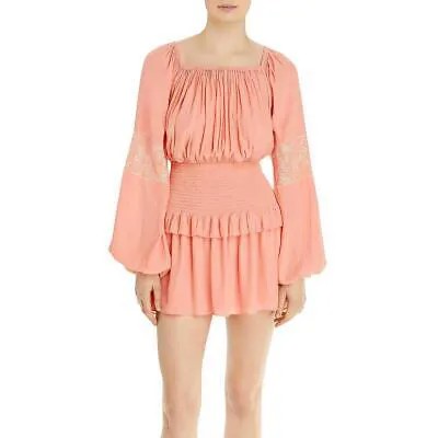 Женское мини-платье с вышивкой и пышными рукавами Ramy Brook Marianne BHFO 3952