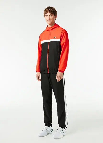 Черный мужской спортивный костюм sport regular fit с длинными рукавами и цветными блоками Lacoste