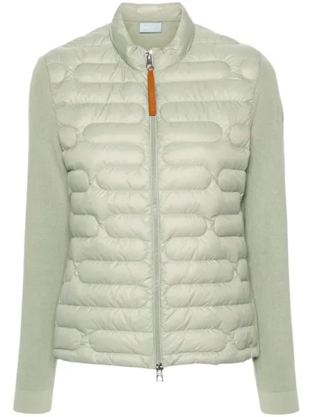 Moncler стеганая куртка с нашивкой-логотипом, зеленый