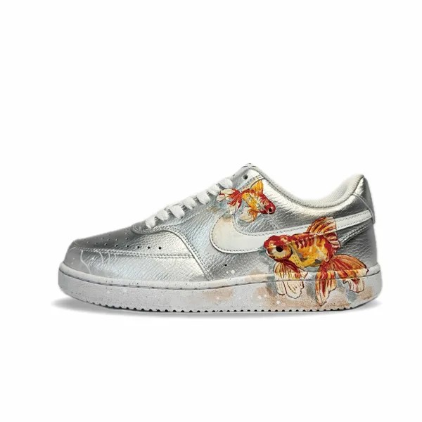 Кроссовки Nike Court Vision Skateboarding Shoes Women's Low-top Silver/Red/White/Yellow, серебряный