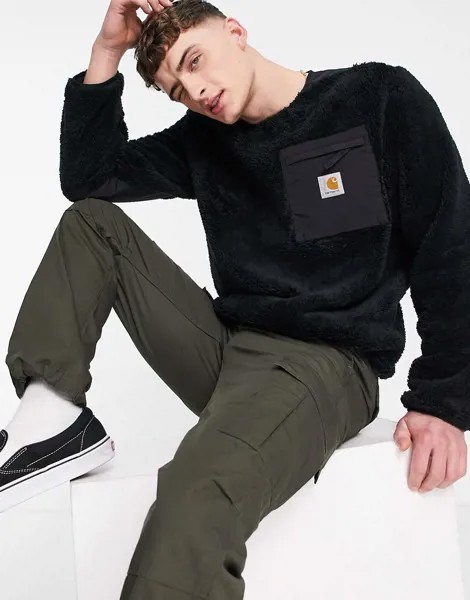 Черный свитшот с отделкой из флиса и ворса Carhartt WIP Jackson-Черный цвет