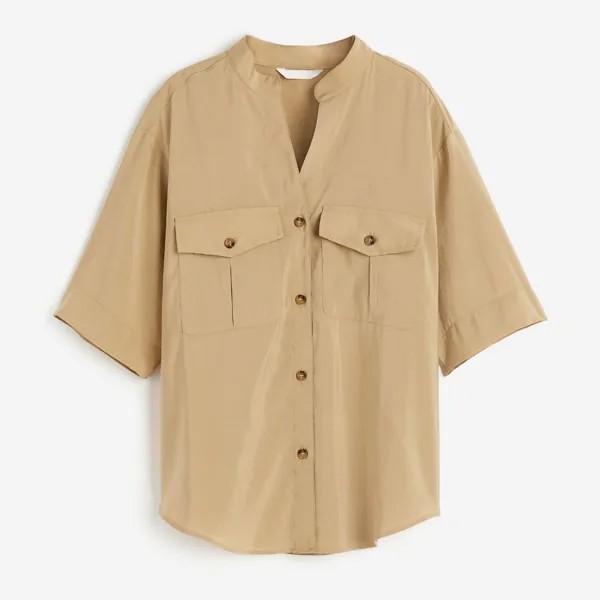 Рубашка H&M Utility With A Modal Blend, бежевый