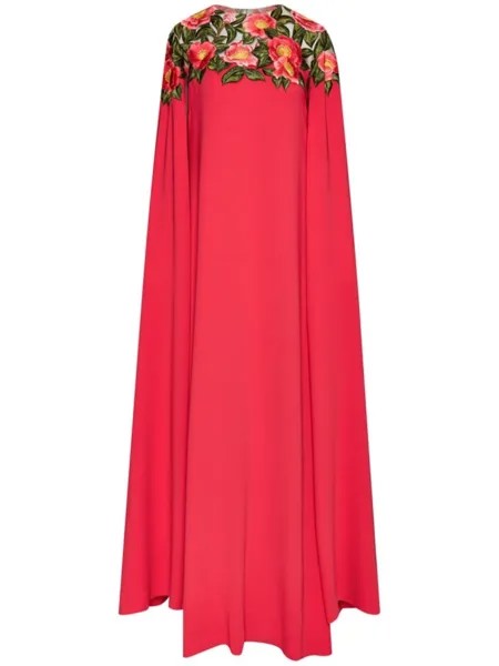 Платье Camellia с цветочной вышивкой Oscar de la Renta, розовый