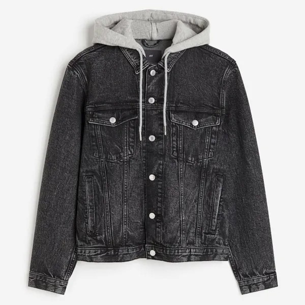 Джинсовая куртка H&M Slim Fit Hooded, черный