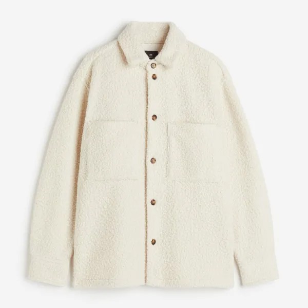 Куртка рубашка H&M Loose Fit Bouclé, кремовый