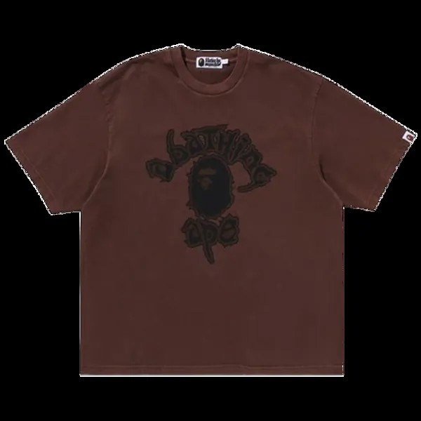 Футболка BAPE Mad College Garment Dyed Relaxed Fit 'Brown', коричневый