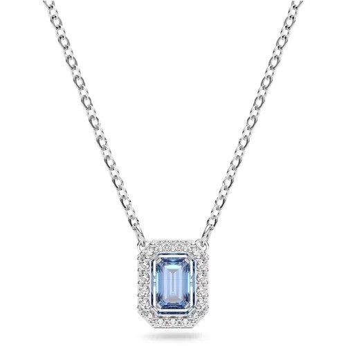 Колье SWAROVSKI, кристаллы Swarovski, длина 38 см, синий, серебряный