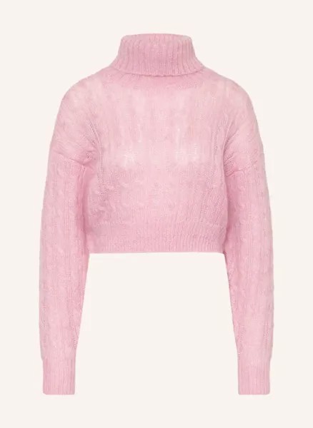 Укороченный свитер с мохером Ganni, розовый