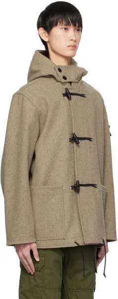 Серо-коричневое пальто с накладными карманами Stone Island