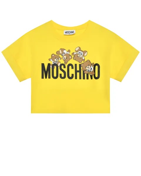 Футболка с лого и медвежатами, желтая Moschino