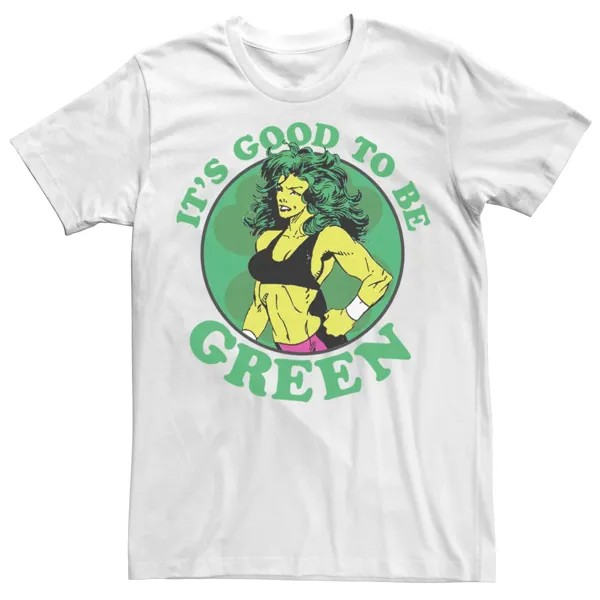 Мужская футболка «Женщина-Халк» ко Дню Святого Патрика «Хорошо быть зеленой футболкой» Marvel